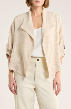 Max Studio Textured Drape Jacket in Heather Oatmeal at Nordstrom Rack, Size X-Large