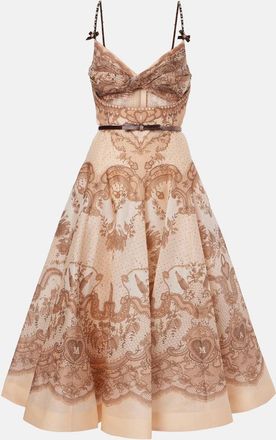 Zimmermann Crush cutout linen and silk organza midi dress