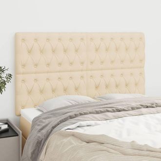 vidaXL Cabeceros 4 Unidades Tela Color Crema 72x7x78/88 Cm Vidaxl