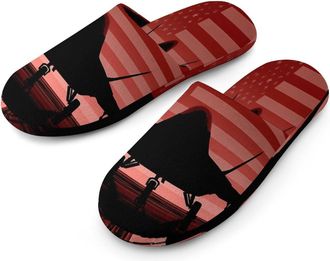 Generic F-22 Raptor U.S. Flag Mens Cozy Memory Foam Slippers Warm Cotton House Shoes Comfy Slipper for Indoor Outdoor
