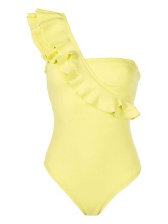 Clube Bossa Costume intero Siola monospalla con ruches - Giallo