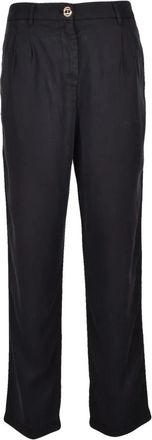 Twinset Chino Wide Broek - Dames - Wijde Broeken - Zwart - S - Leer - Broeken