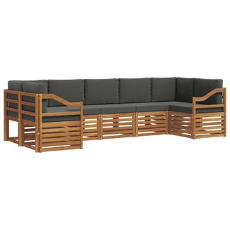 vidaXL Conjunto De Sof&aacute; Seccional Con Coj&iacute;n 7 Pcs Natural Y Antracita Vidaxl