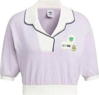 adidas (WMNS) adidas Original Summer Holiday Graphic Play Polo Shirt Asia Sizing Purple White IW6301