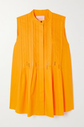 Roksanda Ilincic Arusha Embroidered Pleated Cotton-poplin Blouse - Giallo