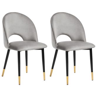 Beliani Beliani - Conjunto De 2 Sillas De Comedor De Terciopelo Gris Negro Dorado Patas Magalia