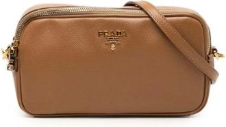 Prada Pre-owned Cross Body Bags, female, Brown, Size: ONE SIZE Pre-owned Saffiano Crossbody Bag