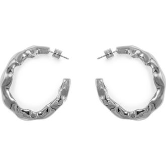 Black Suede Studio Las Hoop Earrings in Silver at Nordstrom