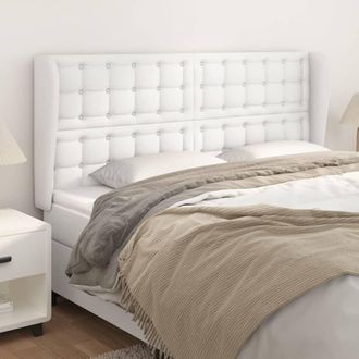 vidaXL Cabecero Con Orejas De Cuero Sint&eacute;tico Blanco 163x23x118/128 Cm Vidaxl