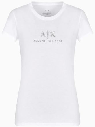 A|X Armani Exchange logo-embellished T-shirt - women - Cotton - L - White