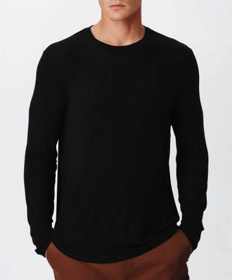 ATM Anthony Thomas Melillo Mens Modal Rib Oversized Long Sleeve Crew Neck Tee In Black