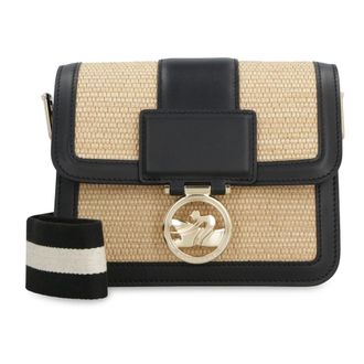 Longchamp Cross Body Bags, female, Beige, Size: ONE SIZE Raffia crossbody bag with leather trim