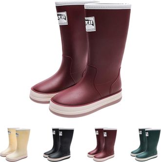 Generic Walking Boots Womens Waterproof - Long Wellies Women Drawstring WomenS Water Shoes Lightweight Slip On Shoes Comfort Work Boots Fashion Chunky Boot Ga