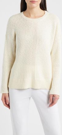 Eileen Fisher Crewneck Rib Organic Cotton Blend Sweater in Ecru at Nordstrom, Size X-Large