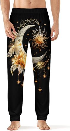 Generic Boho Sun And Moon Mens Pajamas Soft Sleep Pants Sleepwear Casual Sweatpants for Home 4XL