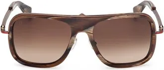Christian Louboutin 58mm Navigator Sunglasses in Brown Horn/bronze Red at Nordstrom