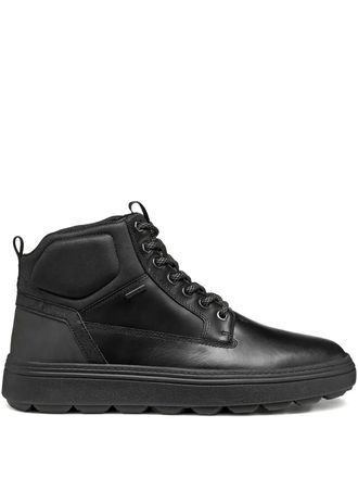 Geox logo-plaque leather boots - Black