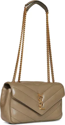 Saint Laurent Womens Shoulder Bag Loulou Small Dark Moss Green Lambskin
