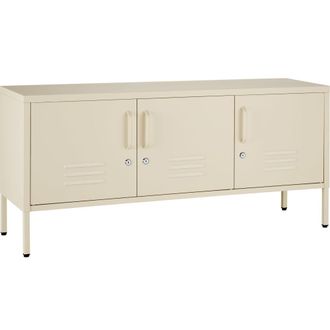TecTake Aparador met&aacute;lico de acero, dise&ntilde;o moderno, 120x37,5x55,5 cm, crema