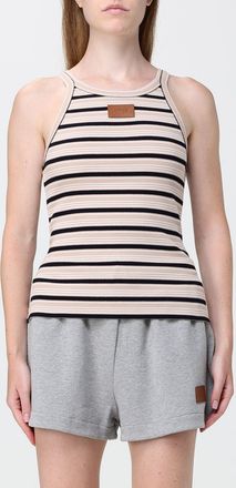 Fendi Top slim fit in cotone a righe con spalline sottili e logo