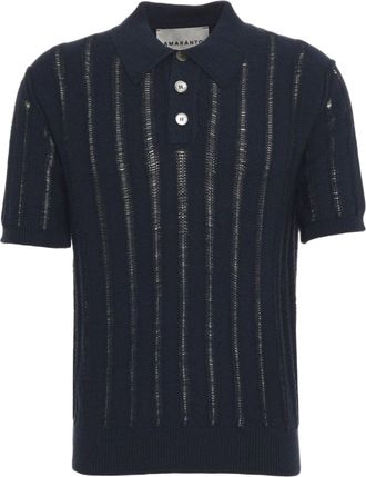 Amaranto Blue Semi-Transparent Polo Sweater With Classic Details