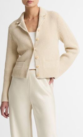 Vince Pocket Cotton Blend Sweater Jacket in Ecru at Nordstrom, Size Xx-Small