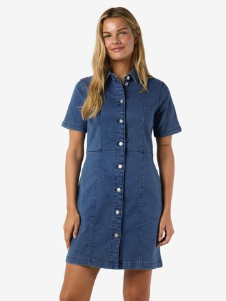 Noisy May Jeanskleid NOISY MAY NMNISA S/S SLIM DENIM DRESS VI534MB NOOS, Damen, Gr. XL, N-Gr, blau (medium blau denim), Denim/Jeans, Obermaterial: 69% Baumwolle