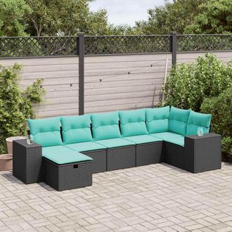vidaXL Vidaxl Set Divani Da Giardino Con Cuscini 7pz Nero Polyrattan