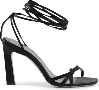Dee Ocleppo Geknoopte satijnen hakken - Dames - Sandalen met hakken - Zwart - 39 EU - Satijn - Schoenen