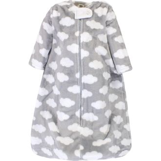 Hudson Baby Flannel Sleep Sack with Plush Full-Arm Coverage in Gray Clouds at Nordstrom
