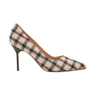 Manolo Blahnik Pumps, female, Brown, Size: 7 1/2 US BB 90 Checkered Stilettos