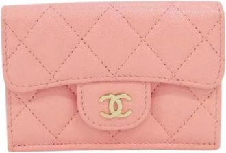 Chanel Pre-owned Wallets, female, Pink, Size: ONE SIZE Pre-owned Timeless Classic Caviar Skin Wallet