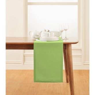 Solino Home Cotton Linen Plain Table Runner for Dining Table, Holiday and Everyday Table Decor - Dru in Apple Green at Nordstrom, Size Medium