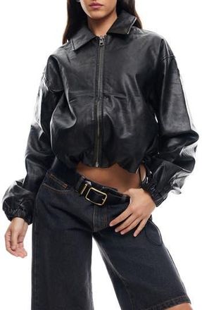 Lioness Nirvana Faux Leather Bomber Jacket in Onyx at Nordstrom Rack, Size Small