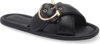 Ferragamo Elyzia Gancio Buckle Slide Sandal in Black at Nordstrom, Size 10.5