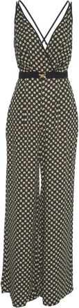 Elisabetta Franchi Zwarte V-hals Jumpsuit met Gouden Details - Dames - Jumpsuits - Zwart - XS - Jumpsuits & Playsuits