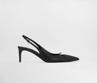 Dolce & Gabbana Lollo Silk Nappa Leather Slingback - Woman Black 36.5