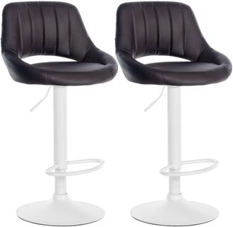 Clp Juego De 2 Taburetes De Bar Milet De Piel Sintetica Marr&oacute;n Metal Blanco Mate