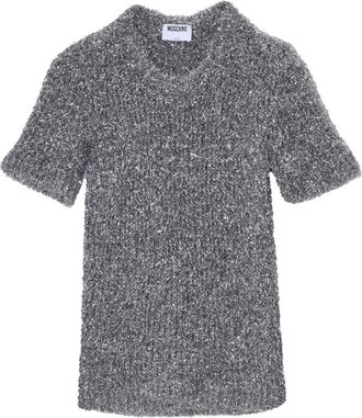 Moschino Maglia Manica Corta Holidays - Dames - Ronde hals truien - Grijs - S - Polyester - Truien & Vesten