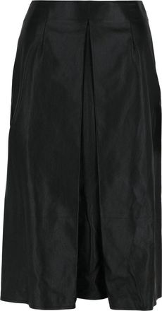 Ferragamo Pleated-Front Leather Midi Skirt