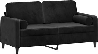 vidaXL Sof&aacute; De 2 Plazas Con Cojines Terciopelo Negro 140 Cm Vidaxl