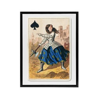 Artery8 E Le Tellier Joan of Arc Queen of Spades Framed Canvas Wall Art Print | Size: W24 x H32