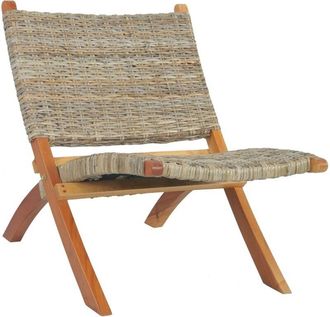 vidaXL Vidaxl - Silla De Rat&aacute;n Kubu Natural Y Madera Maciza De Caoba