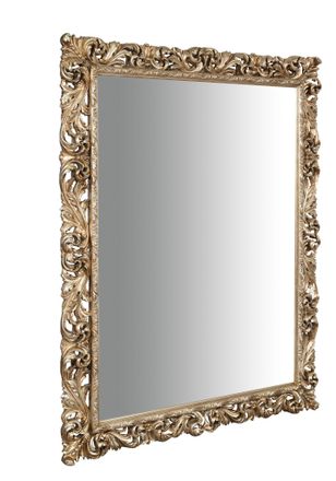 Biscottini International Biscottini - Espejo De Pared De Madera Con Acabado De Hoja De Plata Antigua Hecho En Italia
