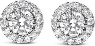 House of Brilliance 14K White Gold 3.0 Cttw Lab-Grown Diamond Hidden Halo Stud Earrings