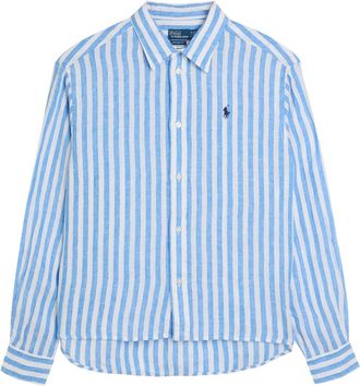 Polo Ralph Lauren Striped Linen Shirt - Blue - M (UK12 / M)