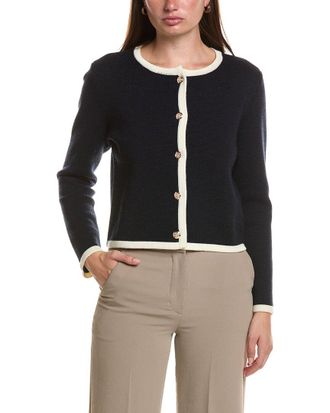 Bruno Magli Tipped Merino Wool Cropped Jacket