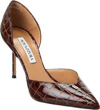 Aquazzura Uptown 85 Croc-Embossed Patent Pump