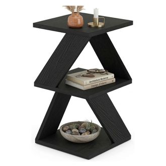 Dmora Mesa De Centro Serino, 2 Compartimentos, Rectangular, Tablero De Madera Noble, 30x30x54h Cm Negro