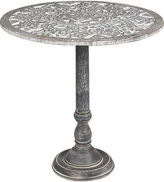 Beliani Beliani - Tavolino da caffè piccolo decorativo invecchiato retrò rotondo in legno di mango grigio Napara